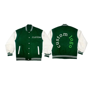 Chaqueta universitaria de béisbol bordada de manga de PU de lana con hombro largo de primavera y otoño para hombre americano Retro personalizada para hombre - Product Image 1