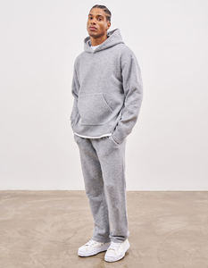 2025 Flared Tracksuit 100% Cotton Winter New Style <b>Oversized</b> Stacked <b>Sweatpants</b> and Sweatshirt Set For Men's - Product Image 4