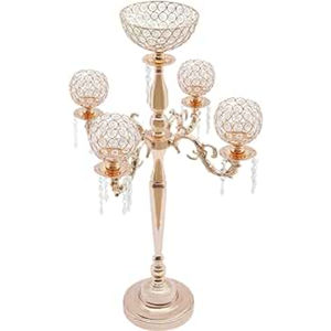 Candelabro de Metal de diseño elegante, acabado pulido brillante plateado, diseño hecho a mano, centro de mesa de boda, comedor decorativo - Product Image 2