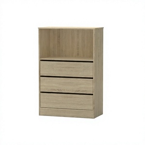 Chic 1738 <b>Modern</b> Wood 3 Drawer Storage Chest Particle Board Open <b>Shelf</b> Bookcase Cabinet Dark Sonoma Oak Organizer Living Room - Product Image 3