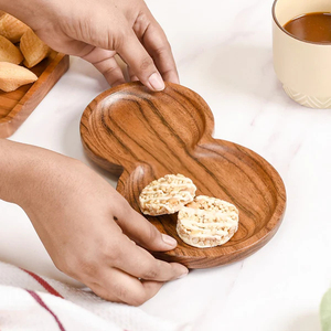 Plato para servir de madera de Acacia seguro para alimentos hecho a mano, cuenco con acabado Natural pulido, forma clásica de ocho cacahuetes, fiestas para servir aperitivos - Product Image 3