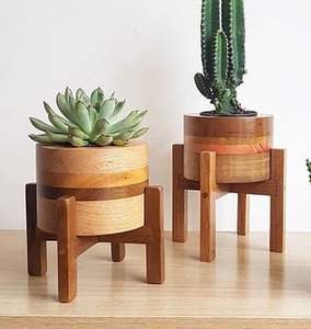 Jardinières en bois personnalisées jardinière extérieure et intérieure pour la décoration de maison et d'hôtel avec support en bois - Product Image 3