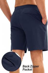 Short d'entraînement en maille respirante pour homme Pantalon de jogging à séchage rapide avec poche à la taille élastique et logo personnalisé Short de course et d'entraînement de gymnastique solide - Product Image 3