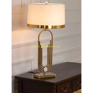 <b>Tall</b> Modern Gold Glass Rod <b>Table</b> Lamp With White Fabric Drum Shade Elegant Decorative <b>Bedside</b> Nightstand Light For Luxury Homes - Product Image 6