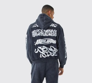 Chándal de algodón con estampado de logotipo personalizado de peso pesado, conjunto de sudaderas con capucha y pantalones de chándal de 500gsm para hombre, venta al por mayor - Product Image 3