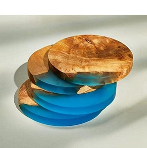 Juego de Posavasos de Resina de Ángel Ecológicos Hechos a Mano por Ral, Geoda de Lujo, Copos de Oro, Purpurina, Flores Secas, Arte Personalizable - Product Image 3