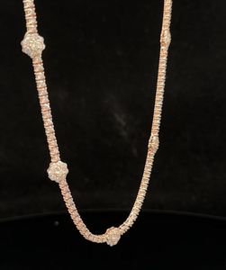Oro rosa de 14K para hombre o mujer sobre plata de ley 925 sólida Super Iced Out Diamond * Cadena redonda de racimo de tenis - Product Image 3