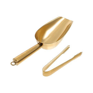 2025 Antique Design Stainless Steel <b>Ice</b> Scooper and <b>Tong</b> Gold Color <b>Ice</b> Bucket Scoop Use for Club Bar Accessories in Bulk - Product Image 1