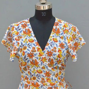 Main indienne bloc coton bloc imprimé robe femme élégante mode robe personnalisée mariée mariage cadeau été porter robe vente - Product Image 1