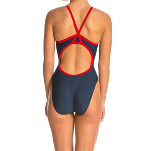 Traje de Baño Deportivo de Cintura Alta para Mujer, con Espalda Descubierta, Micro Bra, Decoración de Cristal, Material Spandex/Poliéster, Anti-UV - Product Image 4