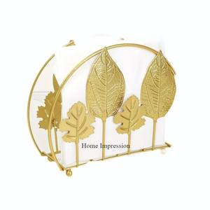 Aluminium coulé de haute qualité plaqué or de haute qualité feuilles Designer Table pièce maîtresse décoration porte-papier de soie de l'Inde - Product Image 1