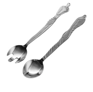 Couverts en acier poli doré Conception personnalisée Poignée décorative Serveur à salade avec miroir Table Top Salade Sever Hotel & Restaurant - Product Image 3