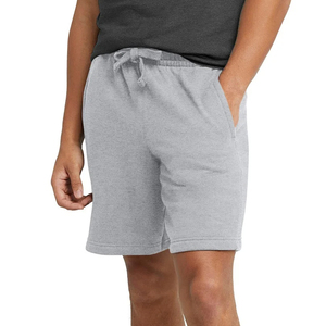 Short uni pour hommes Vêtements de sport d'entraînement Short de survêtement personnalisé en coton de couleur unie Short brodé en 3D en molleton pour hommes - Product Image 1
