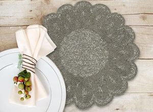 Best Theme Design Scalloped Glass <b>Beads</b> <b>Placemat</b> Tableware Decorative for Parties and Other Functions Mats & Pads - Product Image 4