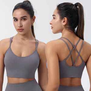 Latest Sports <b>Bras</b> Running For Women Fitness Tank Top Sexy Crisscross <b>Back</b> High Impact Longline Workout <b>Bra</b> Sport - Product Image 3