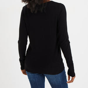 เสื้อสเวตเตอร์ถักสำหรับผู้หญิง, เสื้อสเวตเตอร์ถักให้ความอบอุ่นเนื้อนุ่มมีโลโก้ด้านหน้าสไตล์ลำลอง - Product Image 3