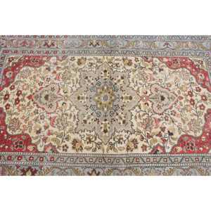 Turkish Accent Rug 3.7x6 ft, <b>Red</b> Ikat Vintage <b>Wool</b> Rug - Product Image 4