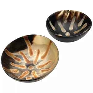 Bol en corne de buffle ultra brillant fabriqué à la main bol à salade décoratif en véritable corne naturelle déjeuner fête conçu cuillère couverts inclus - Product Image 1