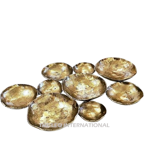 Juego de 9 cuencos decorativos de diseño de forma irregular chapados en oro, cuenco de lujo de estilo nórdico de Metal de aluminio - Product Image 1