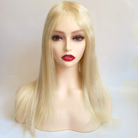 Blonde Réel Naturel Original Vierge Cheveux Humains Transparent Toute Peau Mince PU Poly Base Femmes Pleine Cap Dentelle Perruque