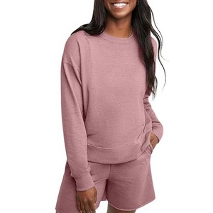 Usine en gros femmes sweat coton léger respirant goutte épaule Streetwear pulls décontractés Logo personnalisé - Product Image 6