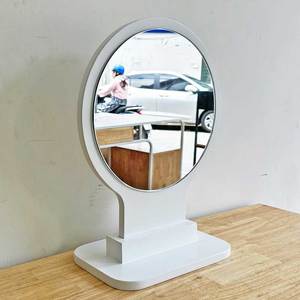 GNG004 Round White Desktop Makeup <b>Mirror</b> Single-Sided <b>Foldable</b> 1X Magnification LED Cosmetic <b>Mirror</b> Standing Style - Product Image 2