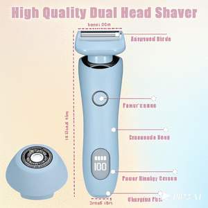 เครื่องโกนขนไฟฟ้าสำหรับผู้หญิง 2-in-1 ไร้สาย UBS IPX7 กันน้ำ ใช้ได้ทั้งแบบเปียก/แห้ง โกนขนบิกินี่และใบหน้า ใบมีดคู่ - Product Image 3