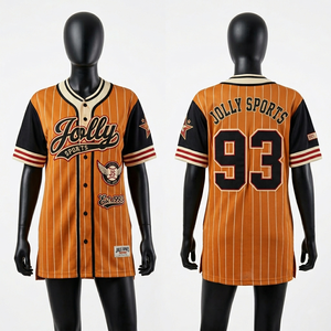 Women Baseball Dress Jersey 180 GSM Poly <b>Mesh</b> Orange Black Custom Tackle Twill Print Team Uniform Cotton Baseball Jersey - Product Image 5
