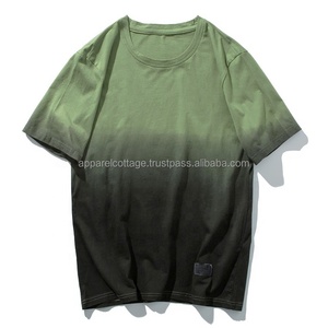 Camiseta de dos tonos con tinte de corbata de talla grande de alta calidad, logotipo personalizado bordado, 100% algodón, informal, Hip Hop, camiseta Unisex para hombre, camisetas sólidas - Product Image 4