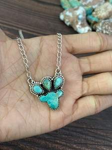 Fait à la main en argent Sterling doré bleu glace Dahlia Rose violet Mojave Kingman collier de chevaux sauvages bijoux pour femmes - Product Image 3