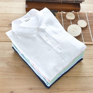 Chemises décontractées pour hommes grandes tailles 100 % coton satiné respirant écologique infroissable boutons recouverts tricot uni été - Product Image 4