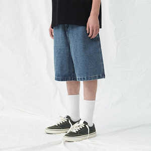 Classic denim shorts for men wholesale private label <b>factory</b> OEM custom washed ripped style breathable streetwear summer wear - Product Image 3