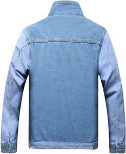 Chaqueta vaquera azul vintage de gran tamaño con cremallera al por mayor de alta calidad para hombre, abotonado estilo informal, de punto lavado para otoño - Product Image 6