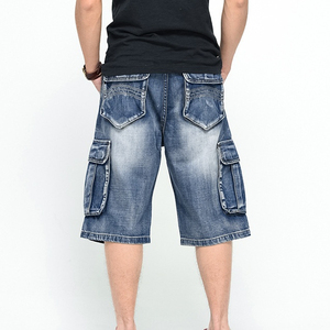Pantalones Cortos de Mezclilla Casuales de Verano para Hombre, Cintura Media, Transpirables, Tejidos, 100% Algodón, Corte Recto para Comodidad Diaria, Ecológicos - Product Image 2
