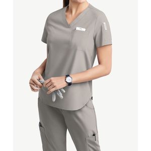 Uniformes exfoliantes modernos para mujer, elásticos, antiolor, resistentes a la decoloración, Top envolvente, pantalones Cargo, conjunto de exfoliación al por mayor para clínica de Hospital - Product Image 3