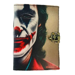 Journal en cuir imprimé JOKER fait main avec reliure thermique Design antique 120 feuilles de papier vintage 7x5 pouces pour écrire des cadeaux - Product Image 1