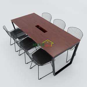 HBTC008-Minimalist Modern Assembly Meeting <b>Table</b> 180x80 Trapeze Concept MDF Material for <b>Office</b> Conference Room Workspace Hotel - Product Image 1