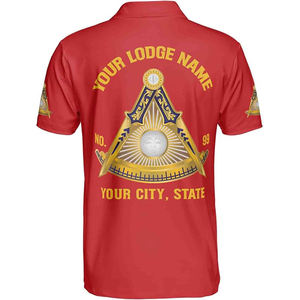 Hombres de alta calidad hechos a medida para camisa Polo Masonería Maestro Masónico Sublimado con mangas cortas de patrón sólido - Product Image 3