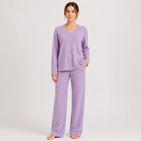 Derniers ensembles de pulls et de pantalons pour femmes en cachemire à taille moyenne tricotés sans couture pour femmes