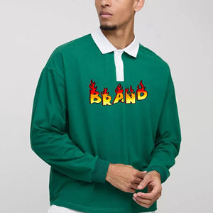 Artículo más vendido, camiseta Polo de manga larga para hombre, cuello en contraste, 100% algodón, logotipo impreso personalizado, polos holgados para hombre - Product Image 4