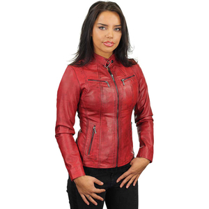 Chaqueta de Motocicleta para Mujer, Moderna, a la Moda, Cómoda, de Manga Larga, Personalizable, de Piel de Oveja Estampada, Transpirable e Impermeable - Product Image 5