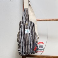 Tas selempang rami murni bergaya untuk uniseks rami Himalaya dan tas selempang katun tas dada perjalanan untuk pria dan wanita