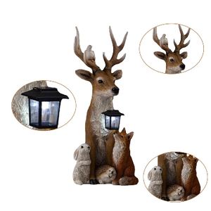 Sculpture de renne de Noël lanterne solaire maison et jardin Sculpture de renne décorative et Statue de jardin à la main - Product Image 2