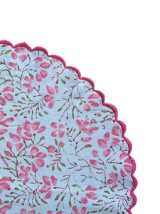 Venta caliente Taffy Pink & Pickle Green Hand Block Print Table Mat Bordado Vieiras Reutilizable Mesa de comedor Alfombrillas decorativas Almohadillas - Product Image 2