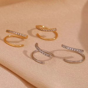 Pendientes de Moda, Joyería de Plata de Ley 925, Brillante Moissanita, Diamante, Cruz, Línea Doble, Pendientes de Oreja, Joyería para Mujer - Product Image 2