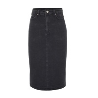 Faldas vaqueras de mezclilla de talla grande para mujer, con lentejuelas, volantes, borlas, encaje, cinturón con botones, diseño elegante hasta el suelo, plumas de primavera