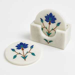 Juego de Posavasos con Incrustaciones de Mármol Hechos a Mano - Juegos de Vajilla de Lujo, Posavasos Ecológicos y Duraderos para Decoración del Hogar y Comedor - Product Image 1