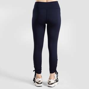 Leggings con borde de cinta azul marino, tela de punto, ropa deportiva - Product Image 2