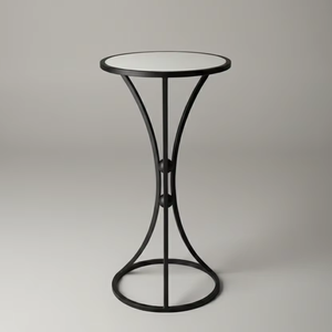 Mesa Auxiliar Redonda de Mármol Blanco para Oficina, Moderna, de Lujo, de Hierro, Ligera, Duradera, con Aura Global - Product Image 1