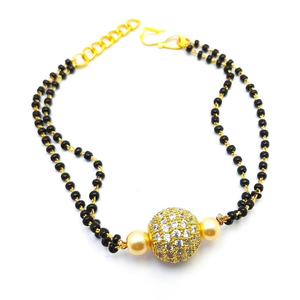 Mangalsutra à une seule boule avec zircon, pièce ornementale artisanale - Product Image 3